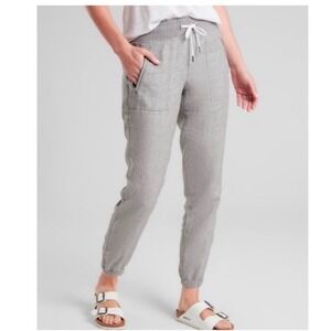 Athleta Cabo Linen Jogger Pant Womens 0 Grey Relaxed Fit Drawstring